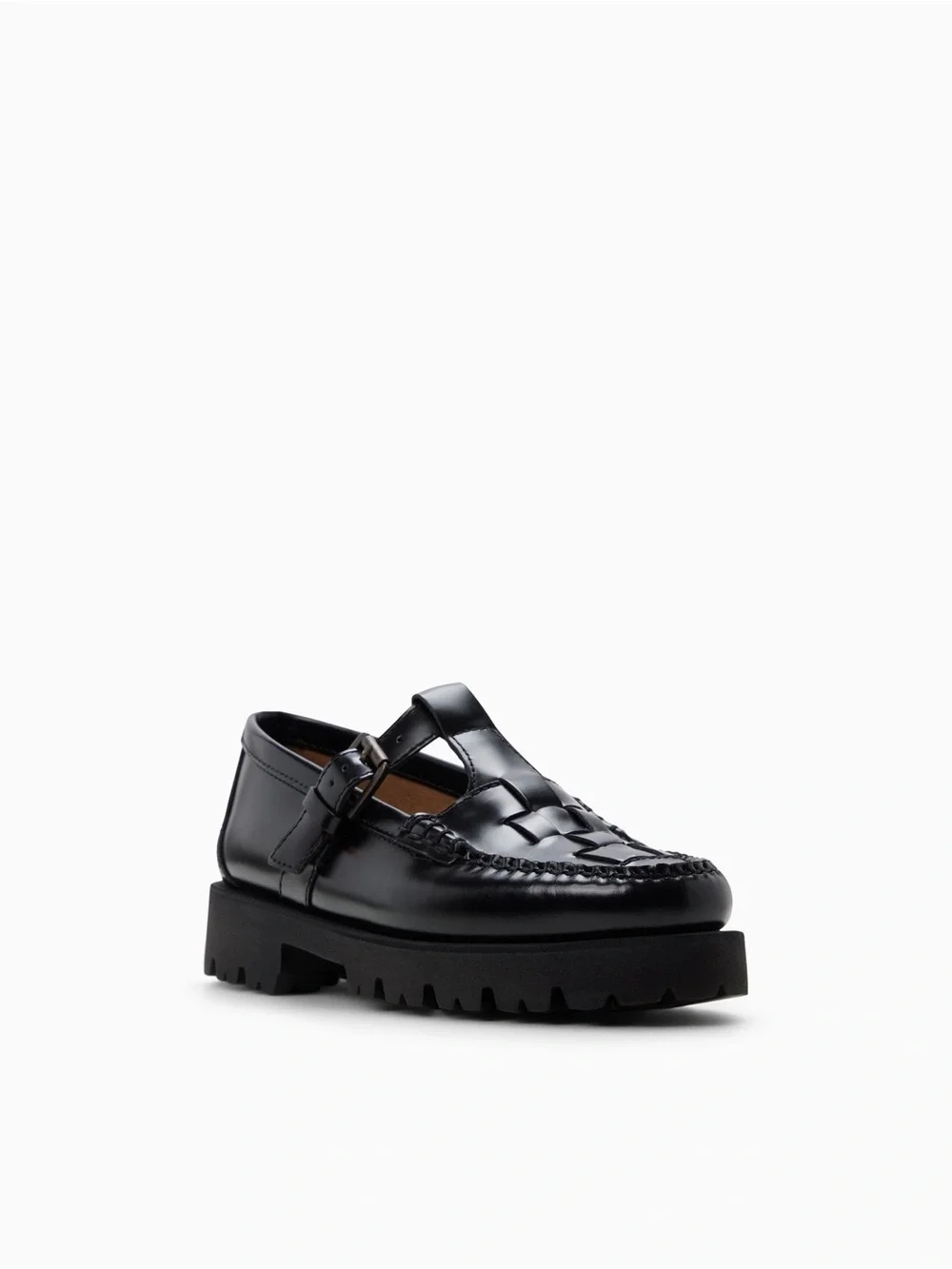 G.H. Bass & Co. Black Mary Jane Fisherman Super Lug Mary Jane Loafers - Picture 7 of 9